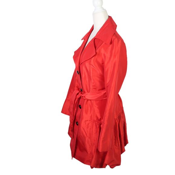 Vintage Y2K Coffeeshop red mid length raincoat jacket M - Picture 3 of 8
